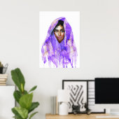 Poster Femme indienne, portrait aquarelle, oeuvre d'art. (Bureau à domicile)