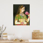 Poster Femme indienne vintage, Art Mughal (Cuisine)