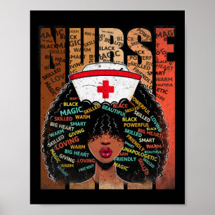 Poster Femme Infirmière Noire Afro Mélanine Vintage Histo