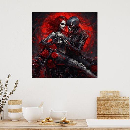 Poster Femme Intrépide à Moto (Cuisine)