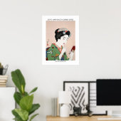 Poster Femme japonaise appliquant rouge - Goyō Hashiguchi (Bureau à domicile)