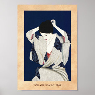 Poster Femme japonaise classique de dame de cheveux de