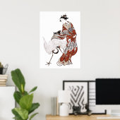 Poster Femme japonaise et grue (18ème siècle) (Bureau à domicile)
