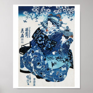 Poster Femme japonaise Geisya, Kuniyoshi, Ukiyo-e