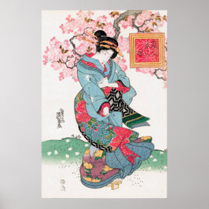 Poster Femme japonaise par Keisai Eisen (1828)