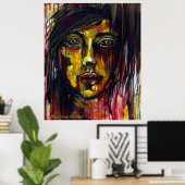 Poster Femme jaune (Bureau à domicile)