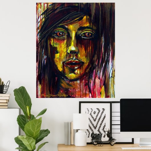 Poster Femme jaune (Bureau à domicile)