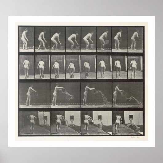 Poster Femme jetant un seau d'eau, plaque 401 de ' (Devant)