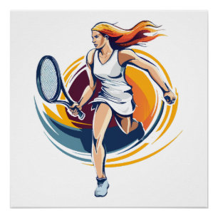 Poster femme jouant au tennis