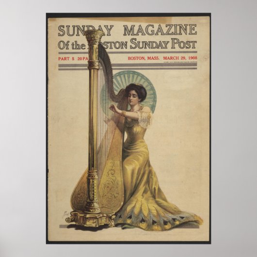 Poster Femme, Jouer de la harpe, couverture de magazine 1 (Devant)