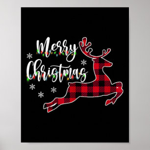 Poster Femme Joyeux Buffle de rennes de Noël Plaid Rouge