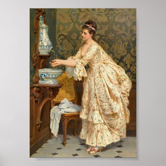 Poster Femme Laver Les Mains, Portrait Vintage (Devant)