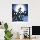Poster Femme loup-garou et Pleine lune (Bureau à domicile)