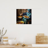 Poster Femme malaise fabriquant des bouffées de curry - I (Cuisine)