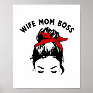 Poster Femme Maman Boss Messy Bun Girl Graphic Art