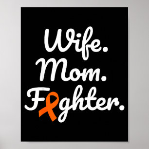 Poster Femme Maman Combattante Ruban de Sensibilisation à