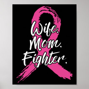 Poster Femme Maman Fighter Cancer du sein Patient Pink Aw