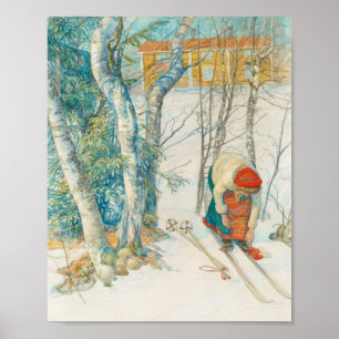 Poster Femme mettant sur des skis - Skidloperskan