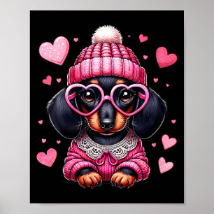 Poster Femme Mignon Saint-Valentin Dachshund Cœur Amoureu