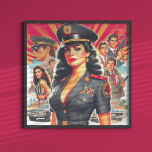 Poster Femme militaire rétro