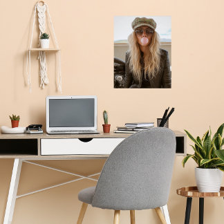 Poster Femme motarde Bubble Gum Rose Bulle Élégant