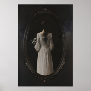 Poster Femme Mystérieuse dans un Miroir Ovale Art Imprima