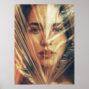 Poster Femme mystérieuse derrière l'art de la peinture à 