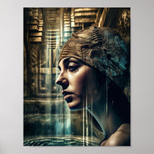 Poster Femme Nageant À La Cascade