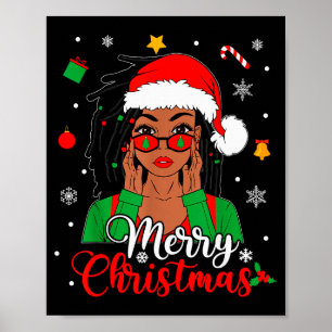 Poster Femme noire américaine fille aux dreadlocks Joyeux