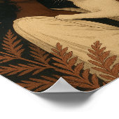 Poster Femme noire avec chat blanc sous Pleine lune Poste (Coin)