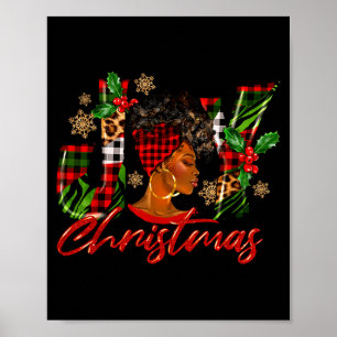 Poster Femme noire de joie afro-américaine drôle de Noël