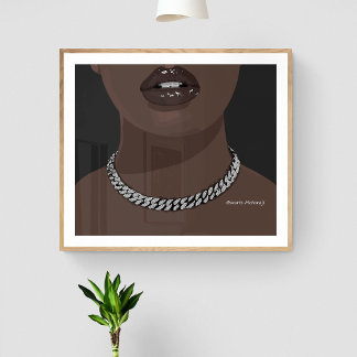 Poster Femme noire Esthétique avec argent (bijoux) Grillz