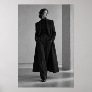 Poster Femme noire et blanche dans un portrait de mode en