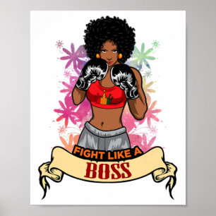 Poster Femme noire habilitée Boxing Magic Kickboxing Girl