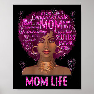 Poster Femme noire maman vie maman afro-américaine heureu