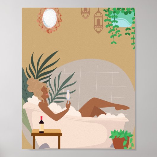 Poster Femme noire moderne dans la salle de bain (Devant)
