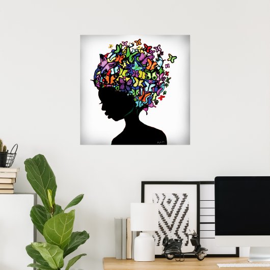 Poster Femme papillon (Bureau à domicile)