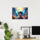 Poster Femme papillon bleu (Bureau à domicile)