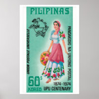 Femme Pilipinas Années 60-70 Timbre-Poste - Vintag