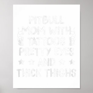 Poster Femme Pitbull Maman Tattoos Amoureux des chiens Mè