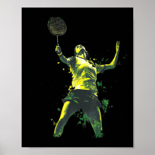Poster Femme pleine d'action jouant au badminton