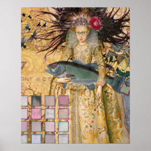 Poster Femme Poisson Vintage Gothique Classique 