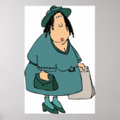 Poster Femme portant des sacs (Devant)