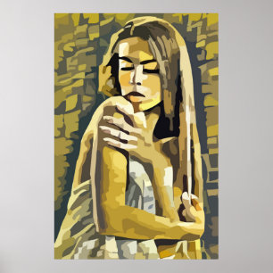 Poster Femme portant une serviette Art Abstrait
