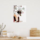 Poster Femme portrait femme en bois japonaise écrivant (Cuisine)