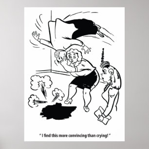 Poster Femme pratiquant le judo sur son mari, humour, drô