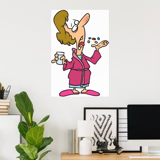 Poster Femme prenant des pilules