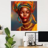 Poster Femme princesse africaine 3 bijoux en or (Bureau à domicile)