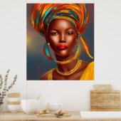 Poster Femme princesse africaine 3 bijoux en or (Cuisine)