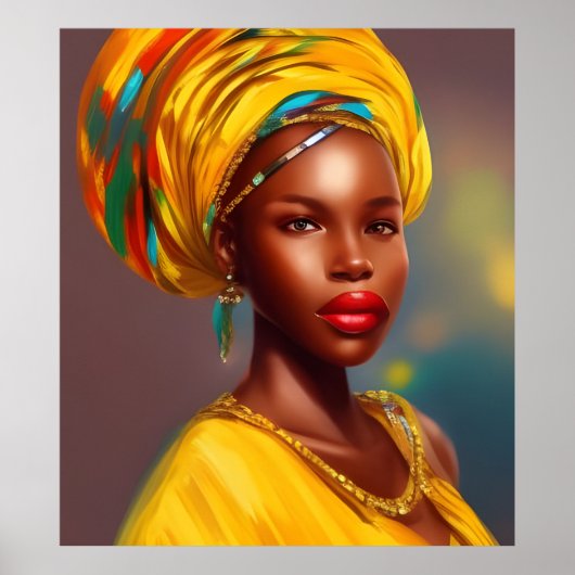 Poster femme princesse africaine 4 bijoux en or (Devant)